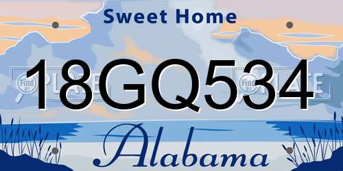 18GQ534 Alabama License Plate