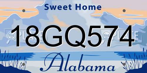 18GQ574 Alabama License Plate