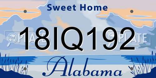 18IQ192 Alabama License Plate