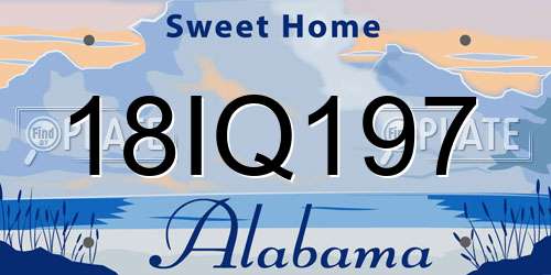 18IQ197 Alabama License Plate
