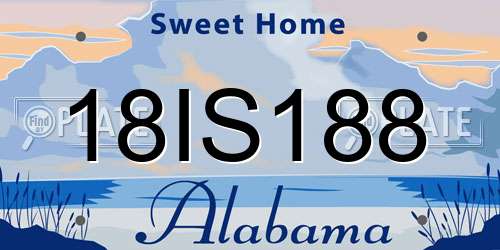 18IS188 Alabama License Plate
