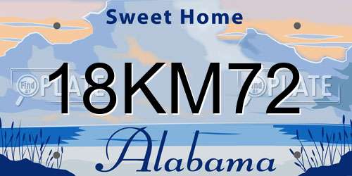 18KM72 Alabama License Plate