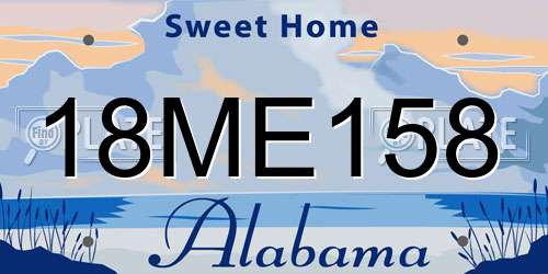 18ME158 Alabama License Plate