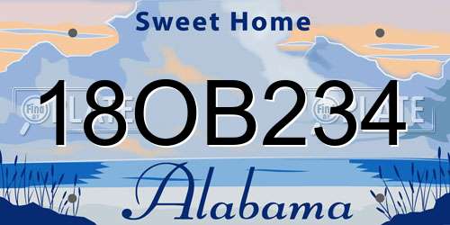18OB234 Alabama License Plate