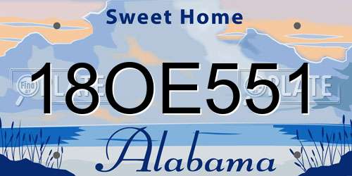 18OE551 Alabama License Plate