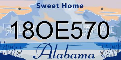 18OE570 Alabama License Plate