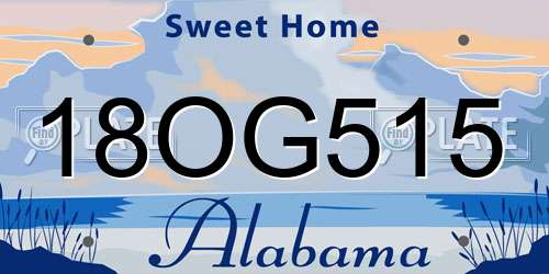 18OG515 Alabama License Plate