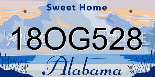 18OG528 Alabama License Plate