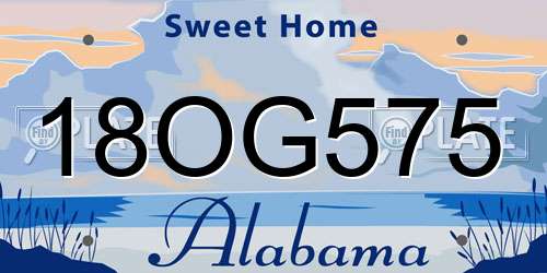 18OG575 Alabama License Plate