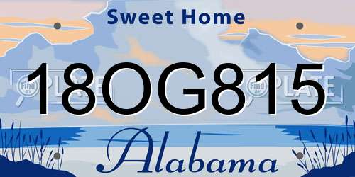 18OG815 Alabama License Plate