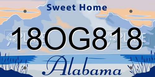 18OG818 Alabama License Plate