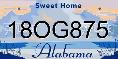 18OG875 Alabama License Plate