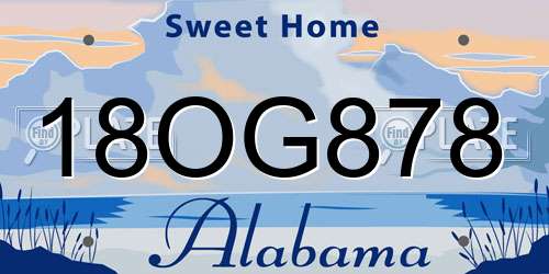 18OG878 Alabama License Plate