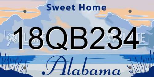 18QB234 Alabama License Plate