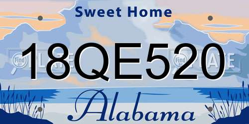 18QE520 Alabama License Plate
