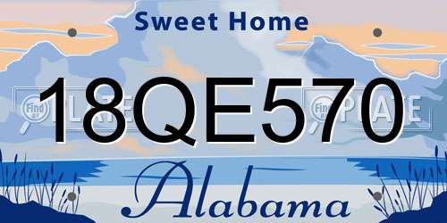 18QE570 Alabama License Plate