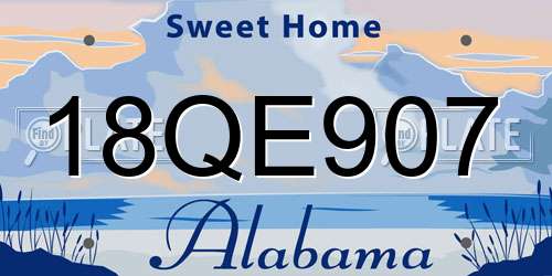 18QE907 Alabama License Plate