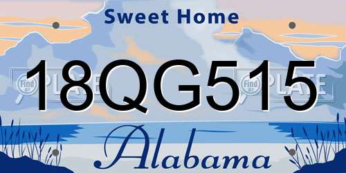 18QG515 Alabama License Plate