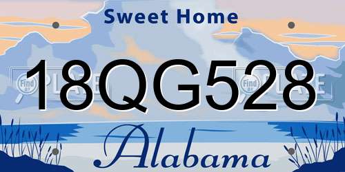 18QG528 Alabama License Plate
