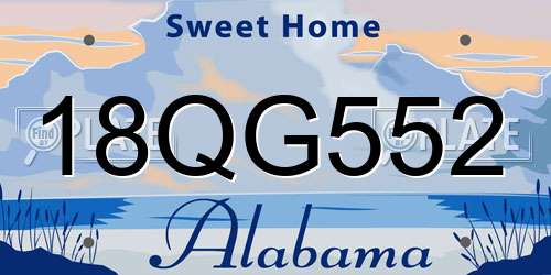 18QG552 Alabama License Plate