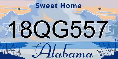 18QG557 Alabama License Plate