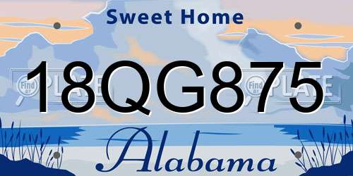 18QG875 Alabama License Plate