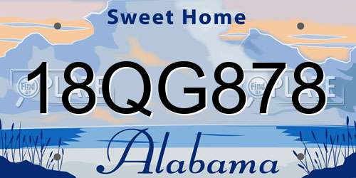18QG878 Alabama License Plate