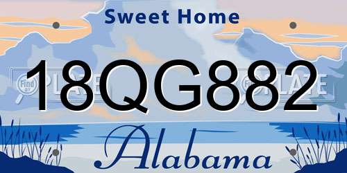 18QG882 Alabama License Plate