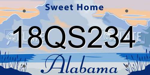 18QS234 Alabama License Plate