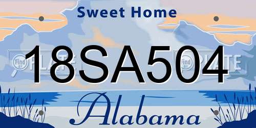 18SA504 Alabama License Plate