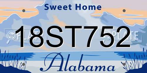 18ST752 Alabama License Plate