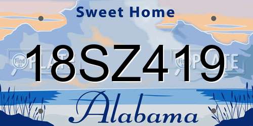 18SZ419 Alabama License Plate