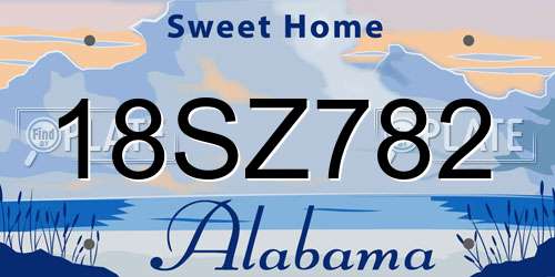 18SZ782 Alabama License Plate