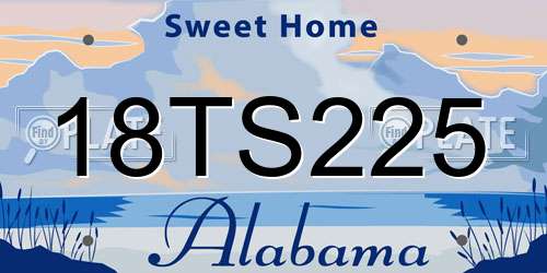 18TS225 Alabama License Plate