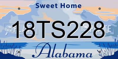 18TS228 Alabama License Plate