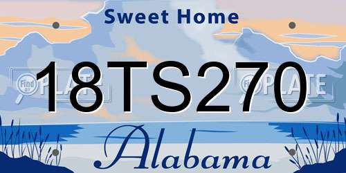 18TS270 Alabama License Plate