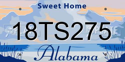 18TS275 Alabama License Plate