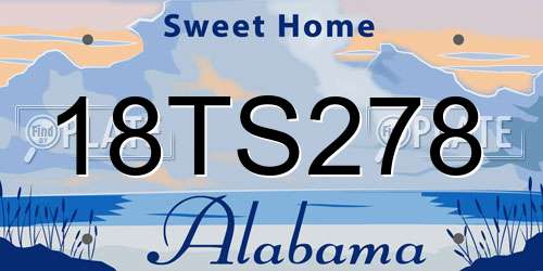 18TS278 Alabama License Plate