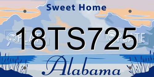 18TS725 Alabama License Plate