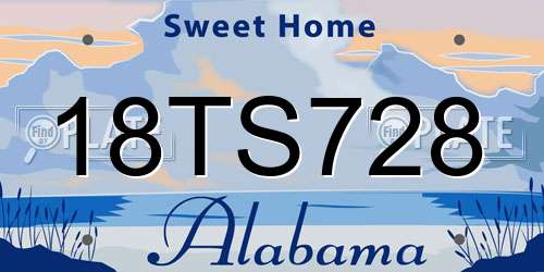 18TS728 Alabama License Plate