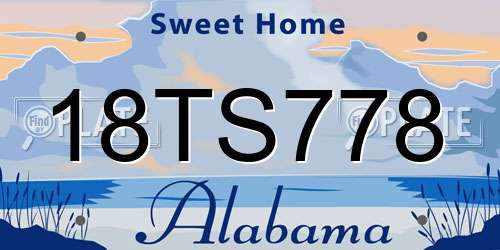 18TS778 Alabama License Plate