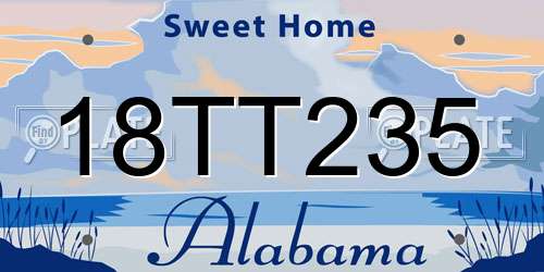 18TT235 Alabama License Plate