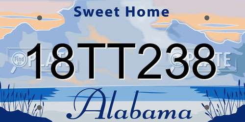 18TT238 Alabama License Plate