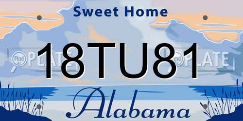 18TU81 Alabama License Plate
