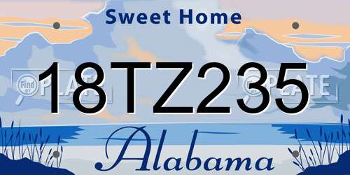 18TZ235 Alabama License Plate