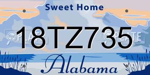 18TZ735 Alabama License Plate
