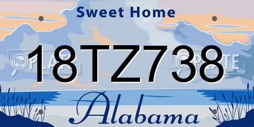 18TZ738 Alabama License Plate