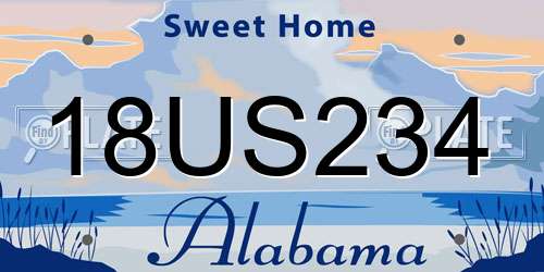 18US234 Alabama License Plate