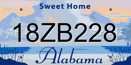 18ZB228 Alabama License Plate