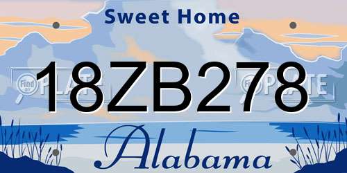 18ZB278 Alabama License Plate